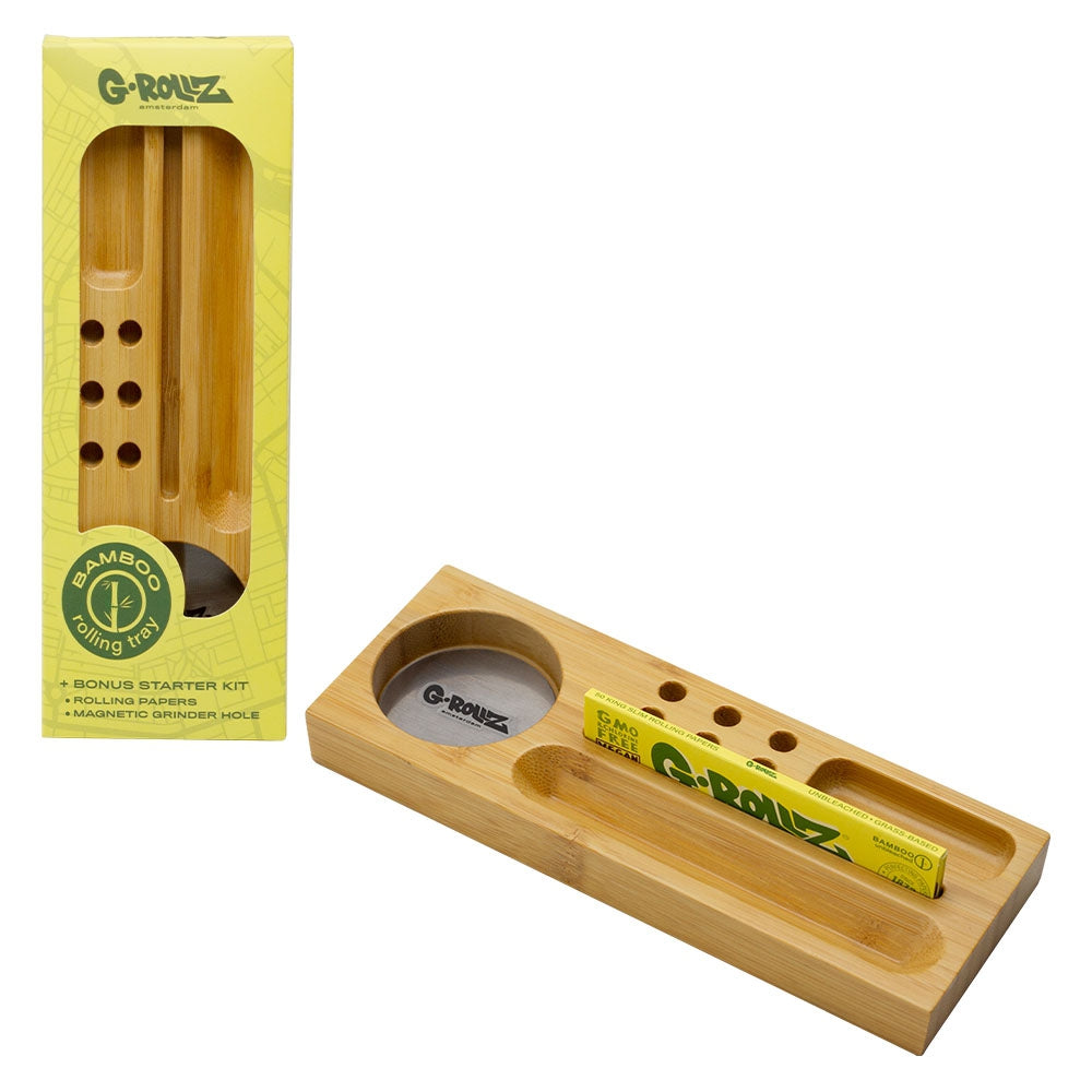 G-Rollz Small Portable Bamboo Rolling Tray + Papers