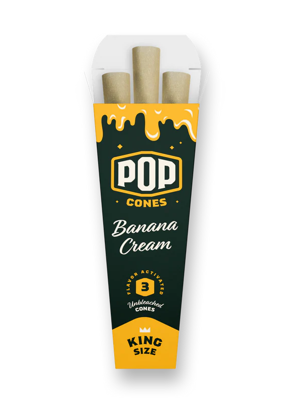 POP King Size Unbleached Pre Rolled Cones - Banana Cream (Full Box)