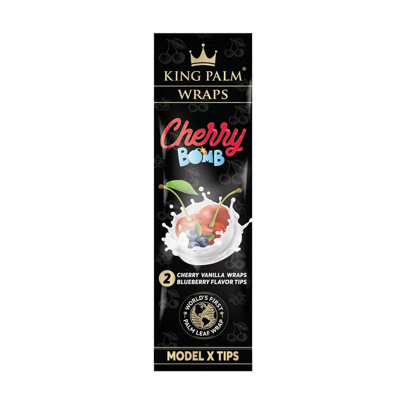 King Palm XL Palm Leaf Wraps + Squeeze & Pop Tips - Cherry Bomb (15pcs)