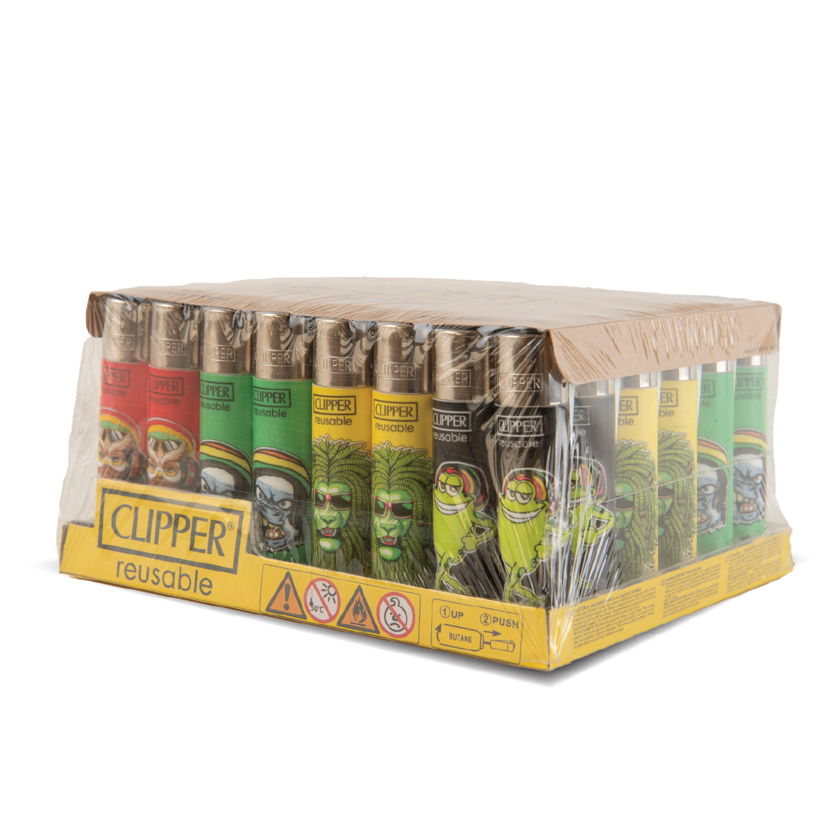Clipper Lighters: Rasta Animals C LB (48 Pack)