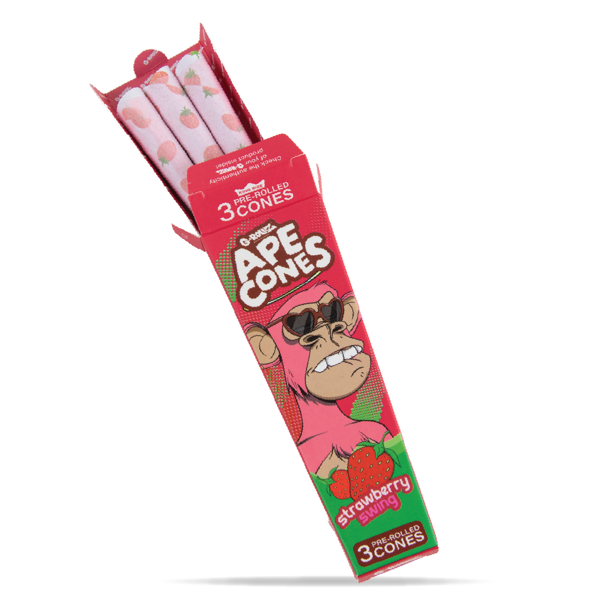 G-Rollz Ape King Size Pre-Rolled Cones: Strawberry Swing - 3 Cones (24 Pack)