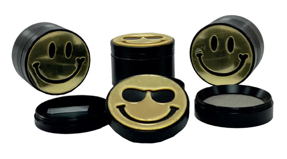 4-Part Metal Grinder - Gold Emoji (HX524HF) - 12 pcs