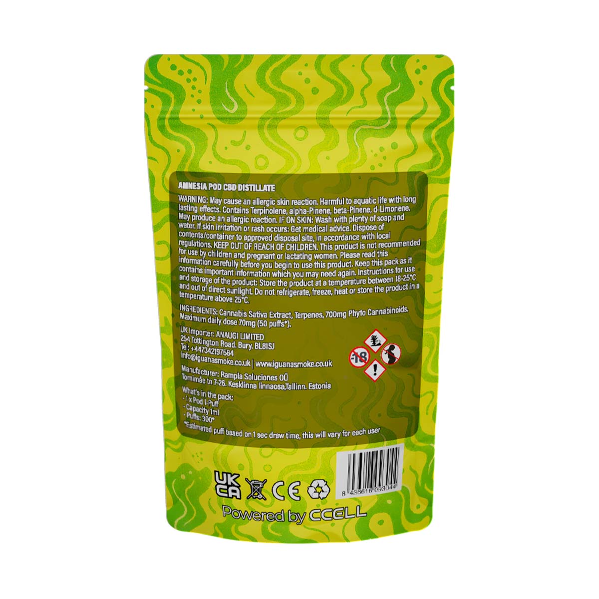 Iguana Smoke I-Puff Replacement Pod: Amnesia - 700mg (Single Piece)