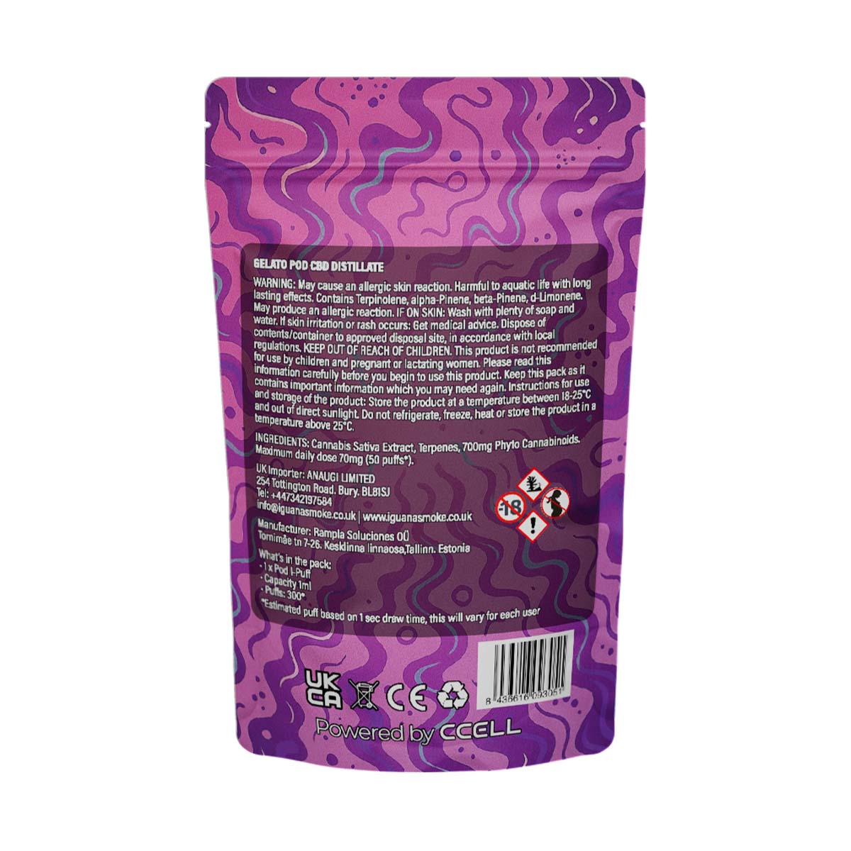 Iguana Smoke I-Puff Replacement Pod: Gelato - 700mg (Single Piece)