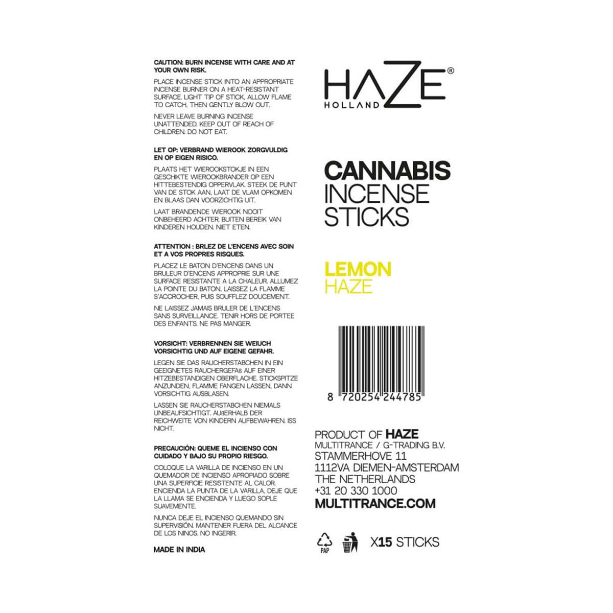 Haze Cannabis Incense Sticks: Lemon Haze (6 Pack)