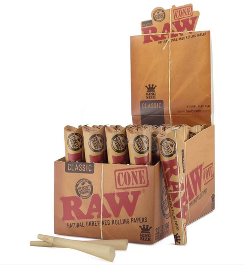 RAW Pre-Rolled Cones: Classic King Size - 3 Cones (32 Pack)