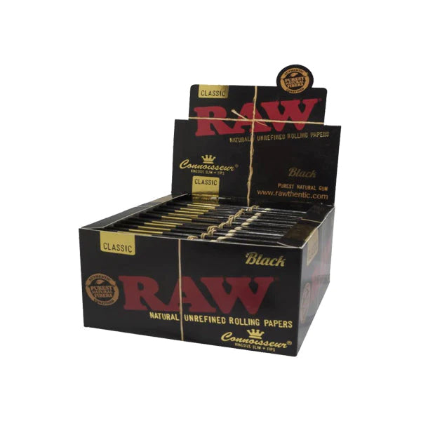 RAW Connoisseur Black Classic Rolling Papers & Tips