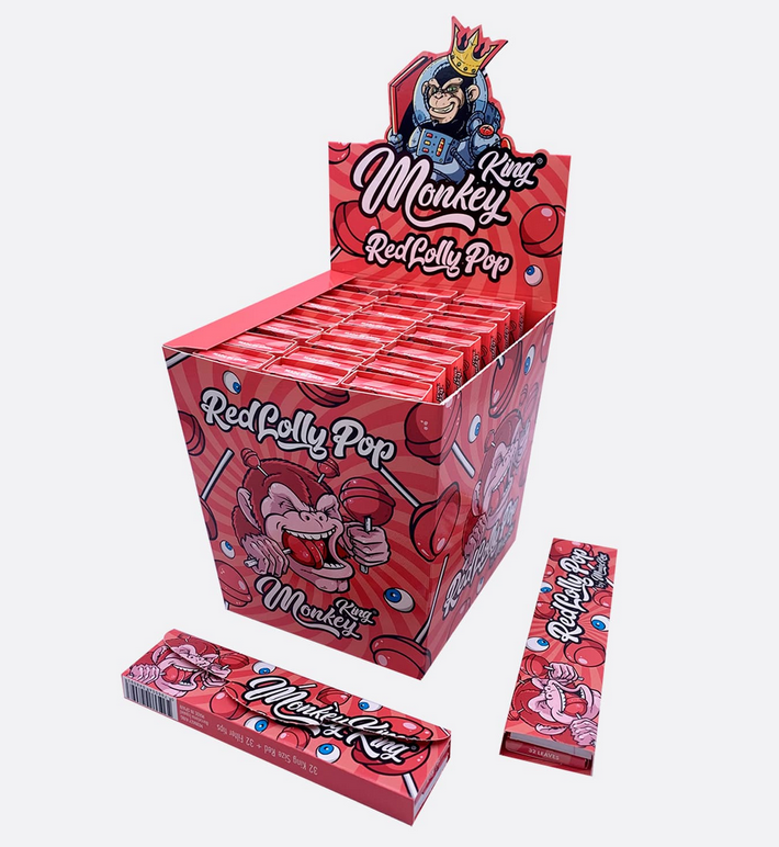 Monkey King Scented Smell Papers & Tips: Red Lolly Pop - King Size (24 Pack)