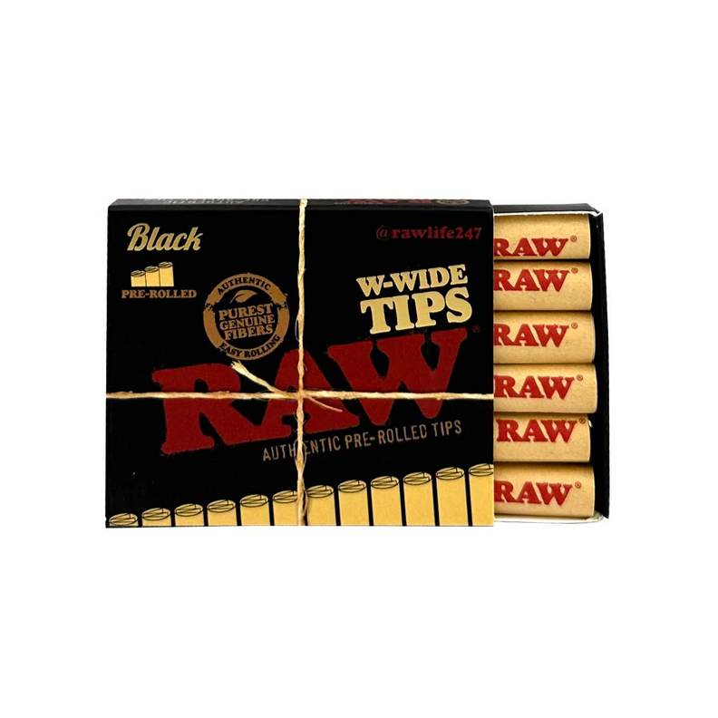 RAW Black W-Wide Pre-Rolled Tips (Full Box)