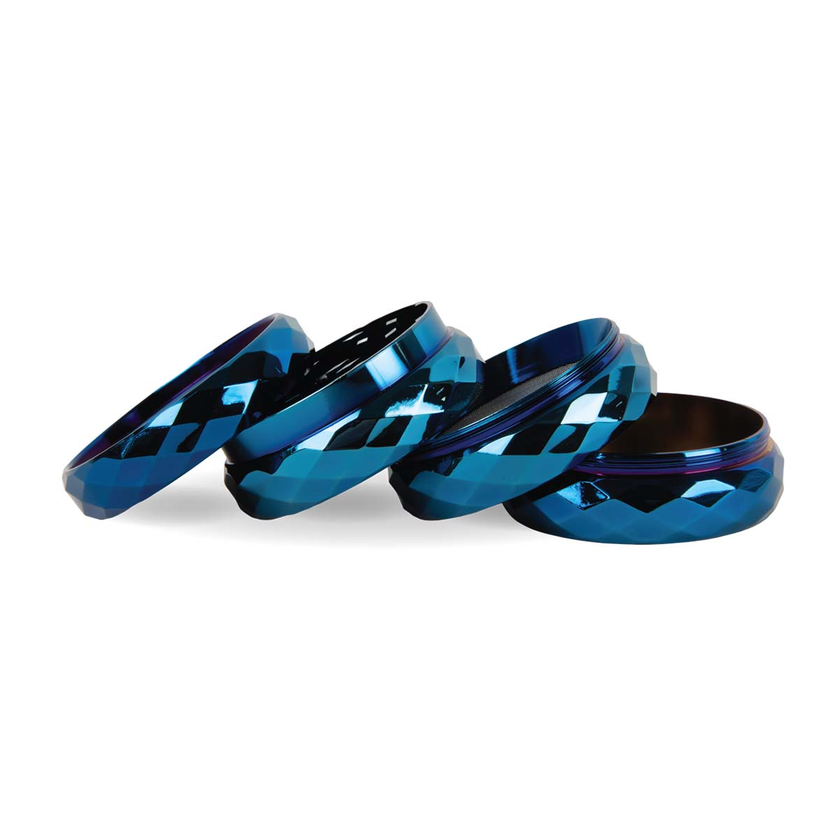 Sparkys Metal Pocket-Sized Herb Grinder: 4 Piece - Blue (6 Pack)