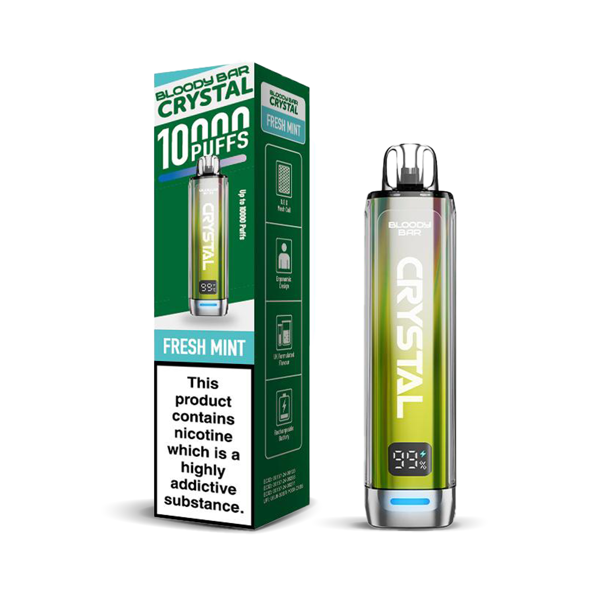 Bloody Bar Crystal 10K Pod Kits: Fresh Mint – 20mg