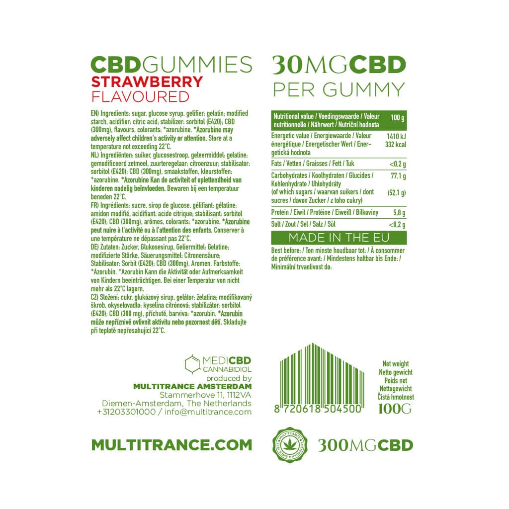 MediCBD Strawberry CBD Gummy Bears 300mg