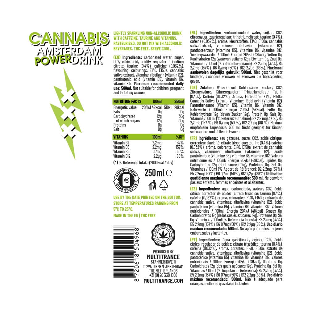 Multitrance Amsterdam Cannabis Drinks: Canna Power Drink - 250ml (24 Pack)