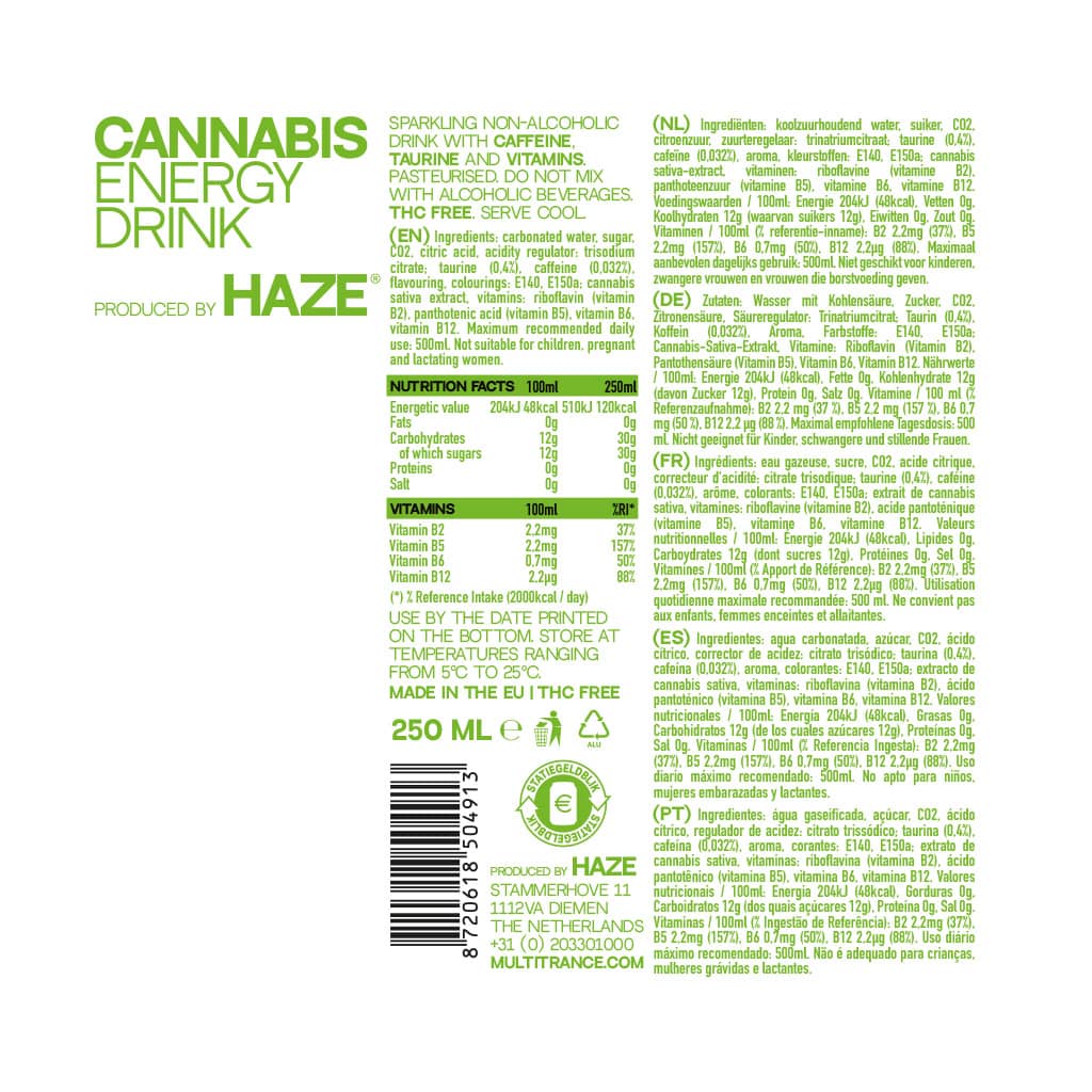 Multitrance HaZe Cannabis Drink: Energy - 250ml (24 Pack)