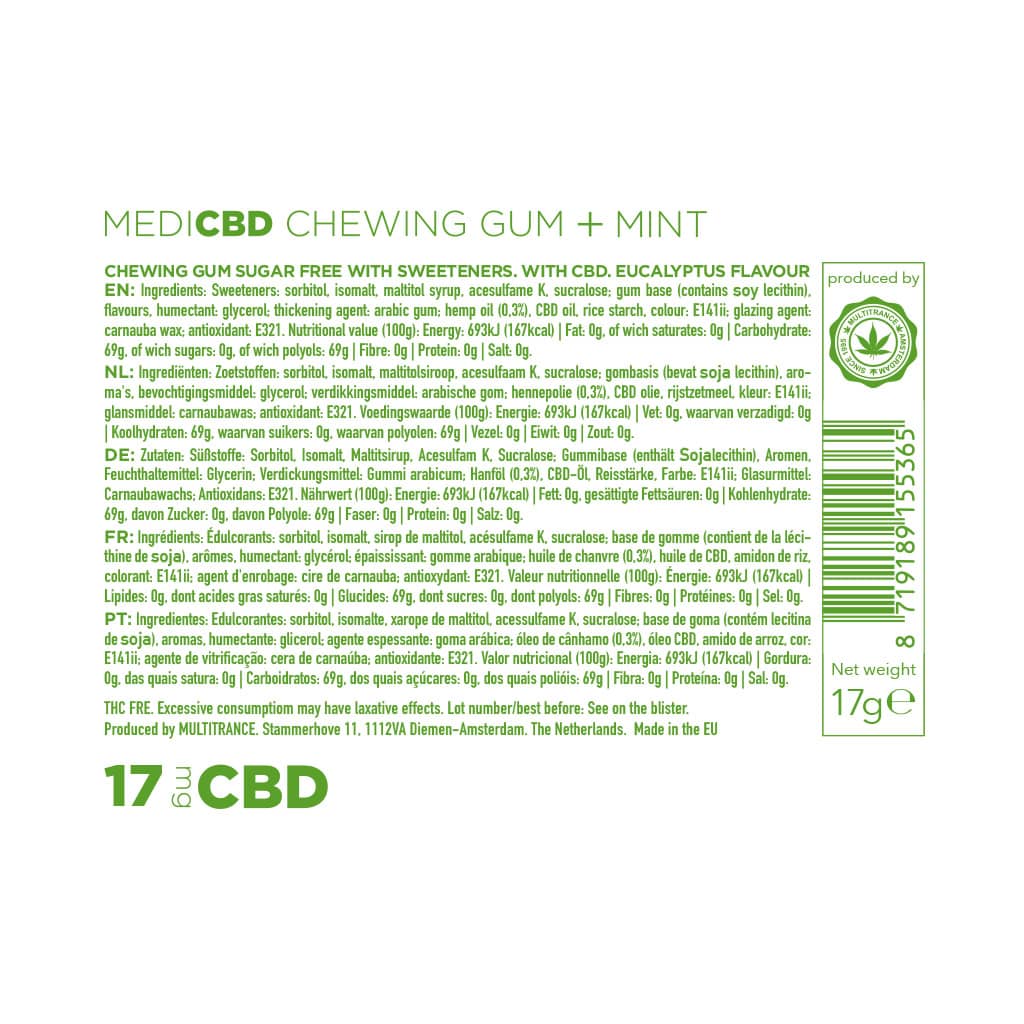 MediCBD CBD Mint Chewing Gum 17mg (24 Pack)