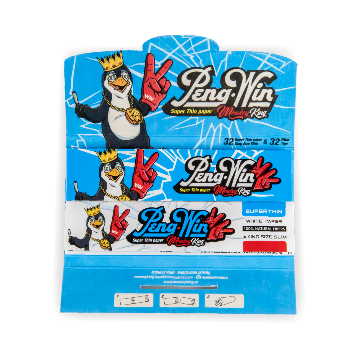 Monkey King Rolling Papers & Tips: Peng-Win Ed. - King Size (24 Pack)