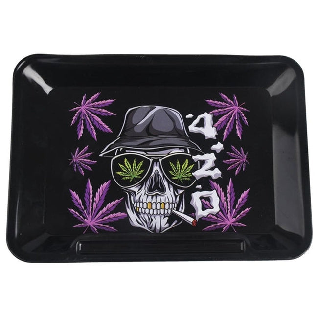 Wise Skies '420 Skull' Small Rolling Tray-Wise Skies-Blazed Wholesale