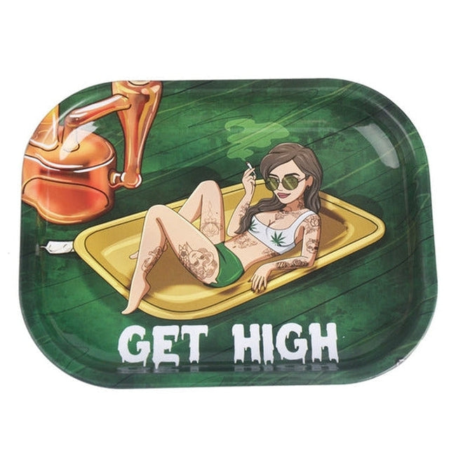 Wise Skies 'Get High' Small Rolling Tray-Wise Skies-Blazed Wholesale