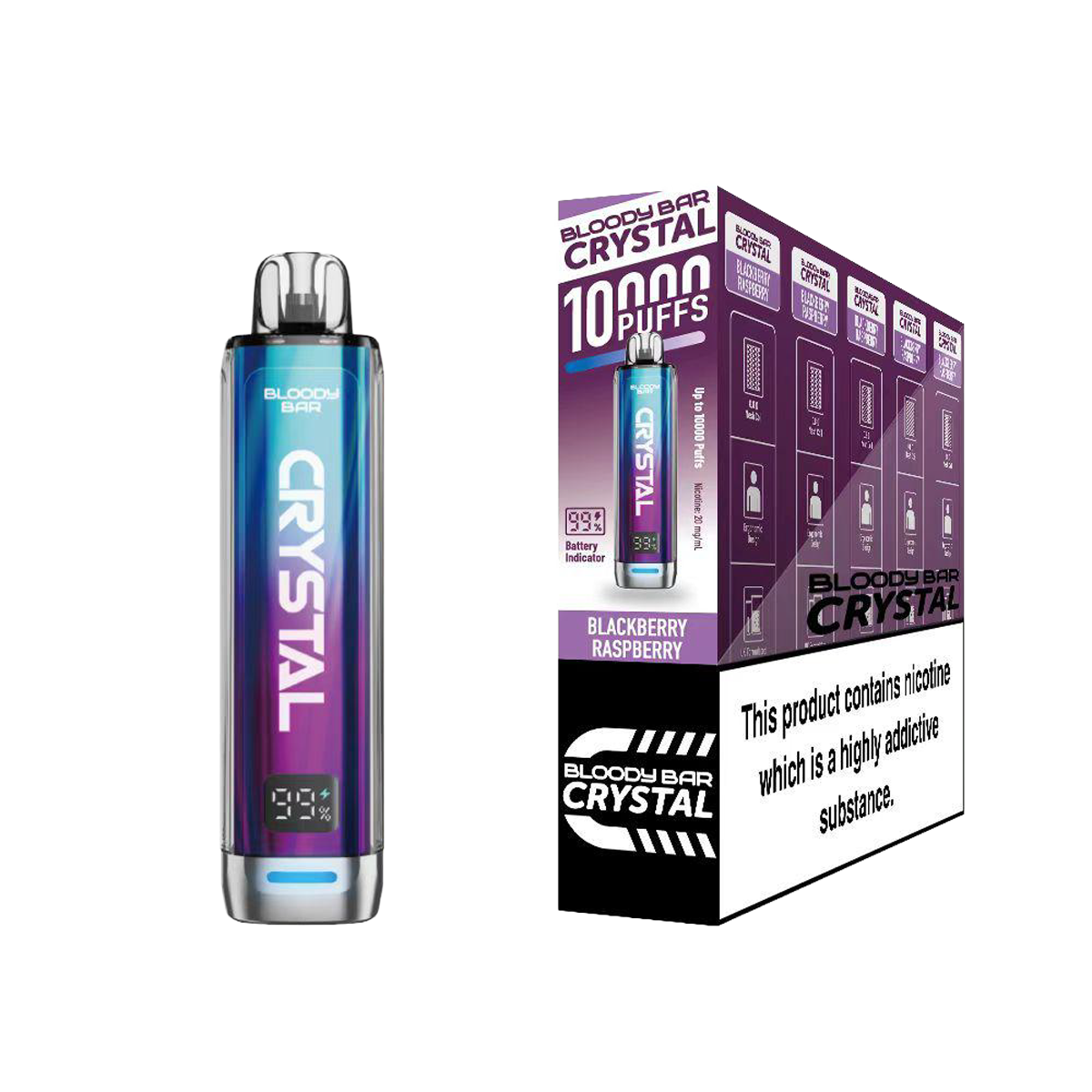 Bloody Bar Crystal 10K Pod Kits: Blackberry Raspberry - 20mg