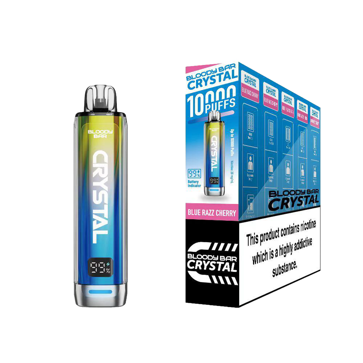 Bloody Bar Crystal 10K Pod Kits: Blue Razz Cherry - 20mg