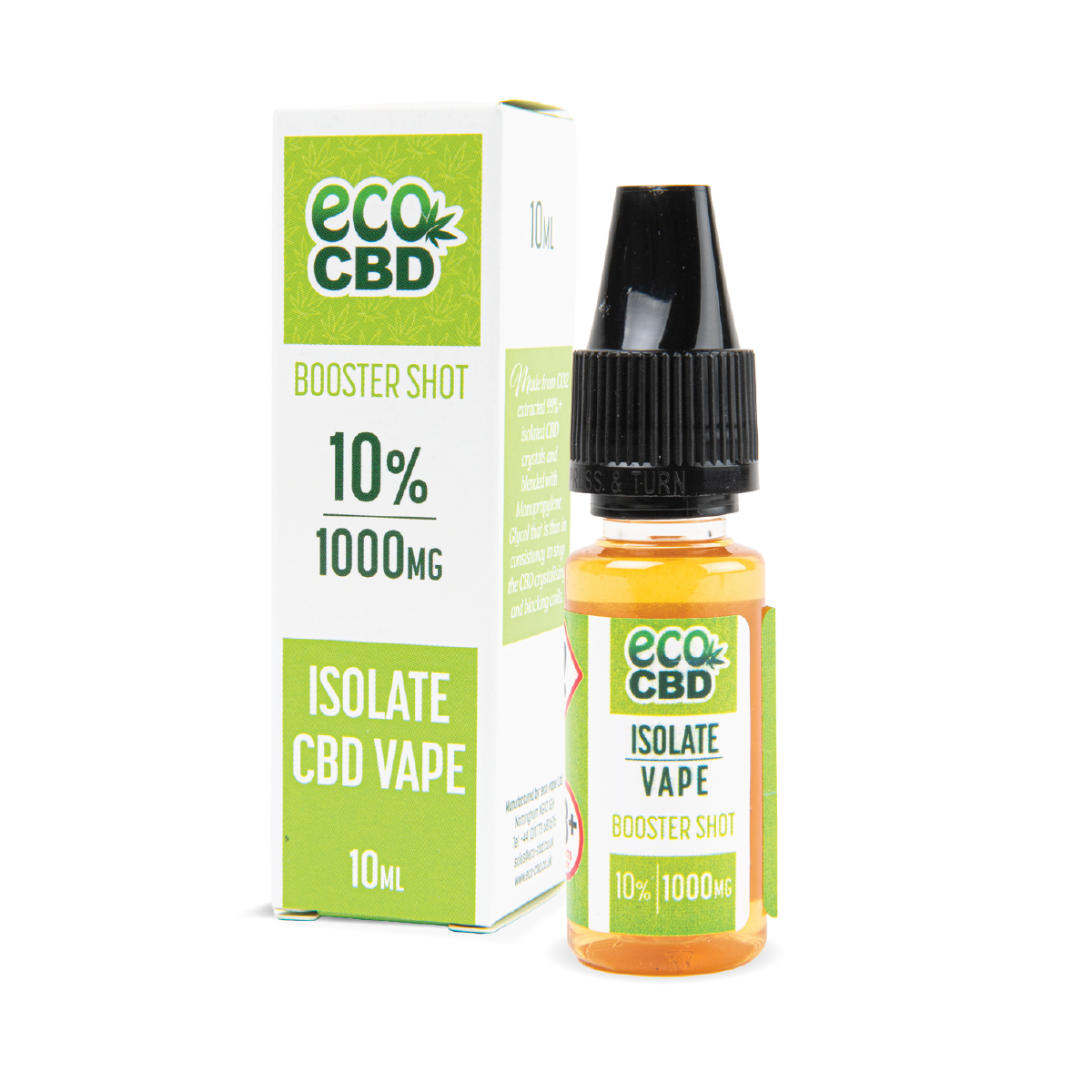 Eco-CBD 10ml Vape Booster Shot: 10% CBD Isolate - 1000mg