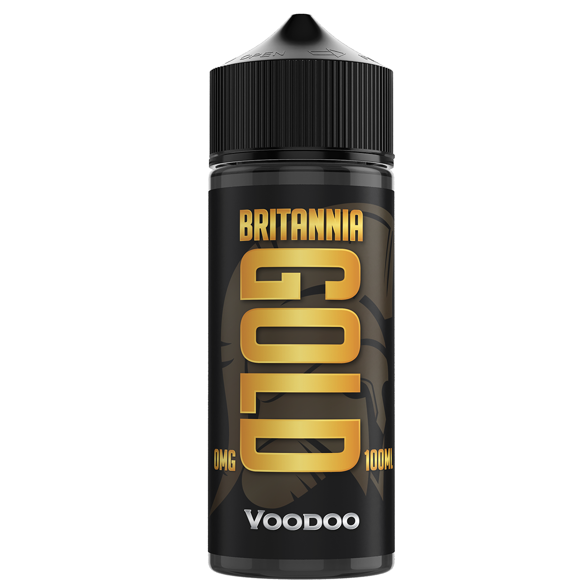 Voodoo Britannia Gold vape juice bottle on a white background
