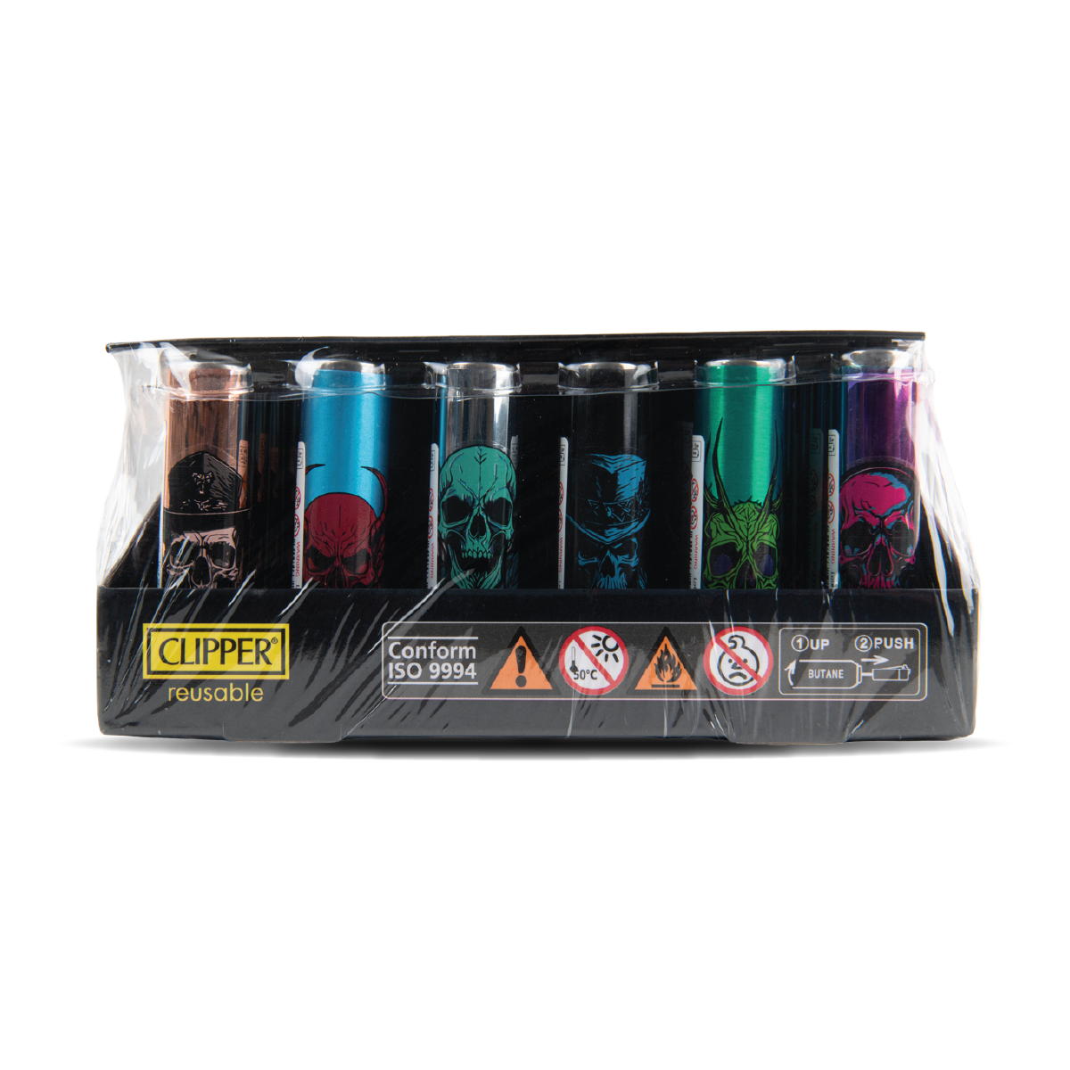 Clipper Lighters - Metal Dark Skulls (30pcs)