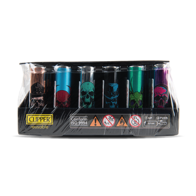 Clipper Lighters - Metal Dark Skulls (30pcs)