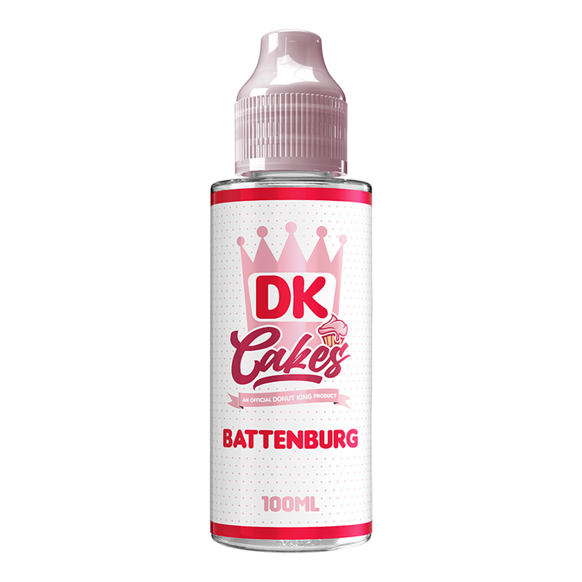 DK Cakes Battenburg Cake e-liquid bottle on a white background