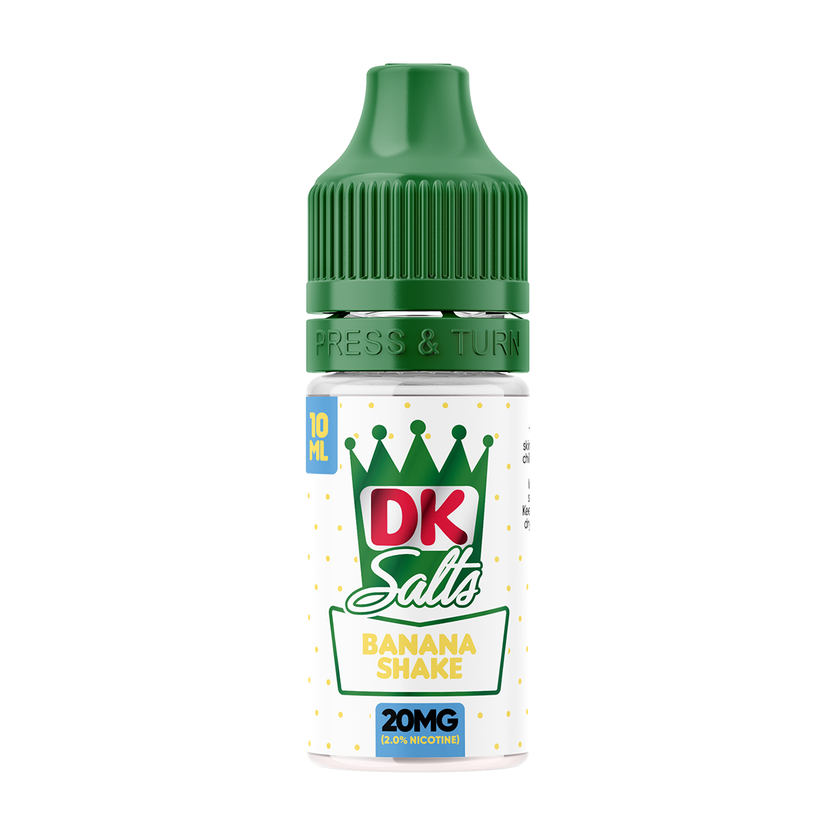 DK Salts Banana Shake vape juice bottle on a white background