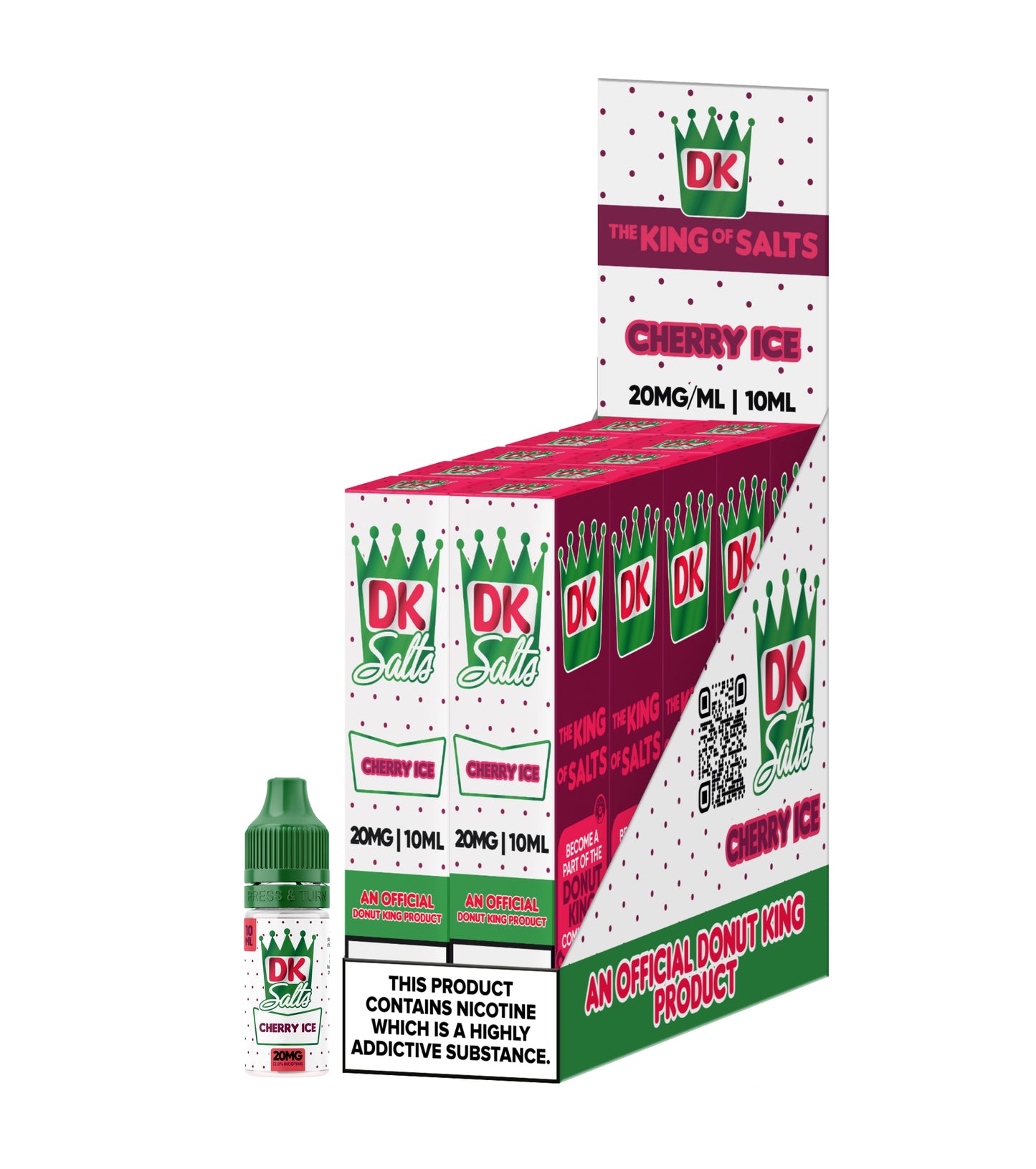 DK Salts Cherry Ice vape juice packaging on a white background