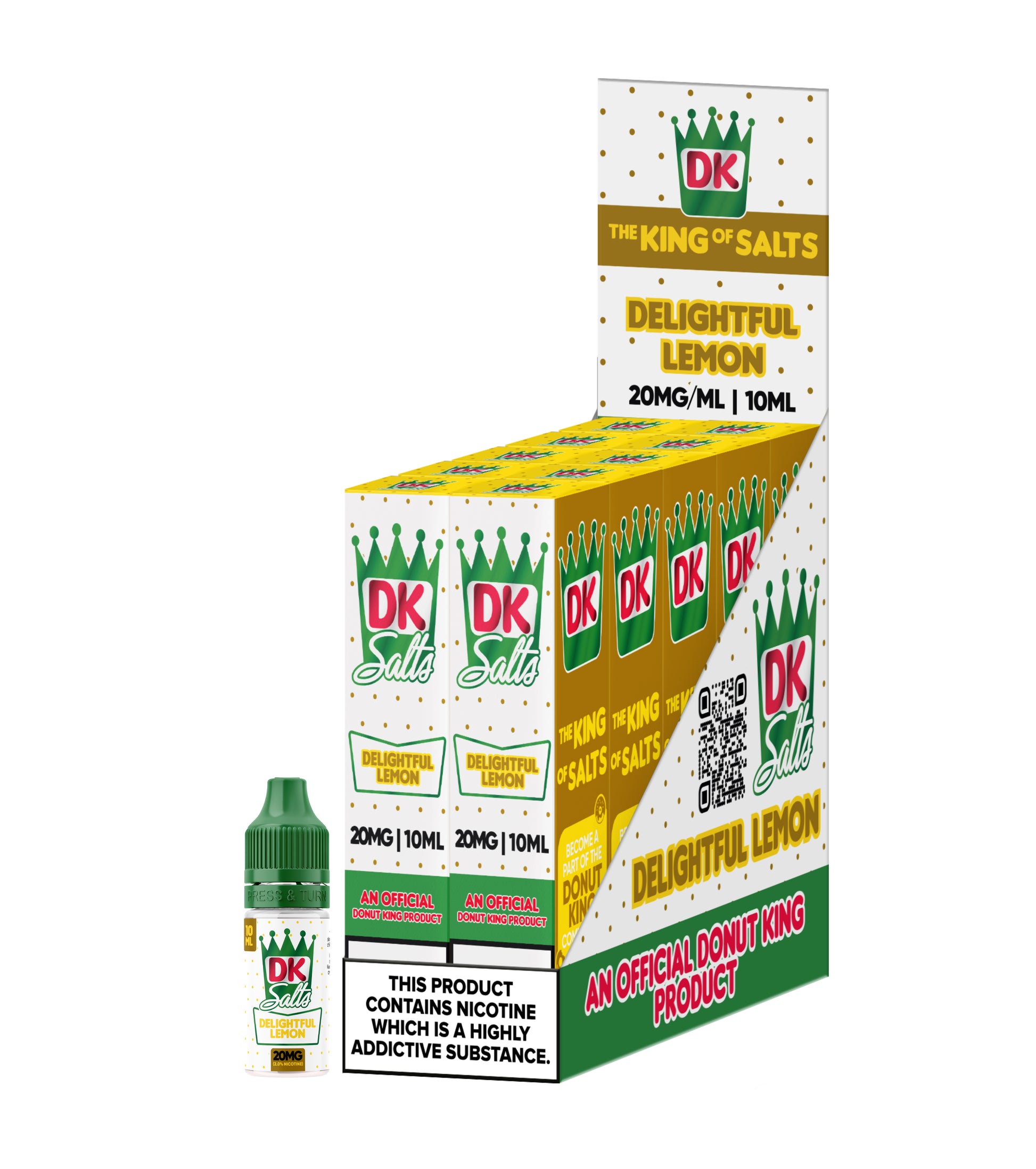Donut King Delightful Lemon vape juice packaging on a white background
