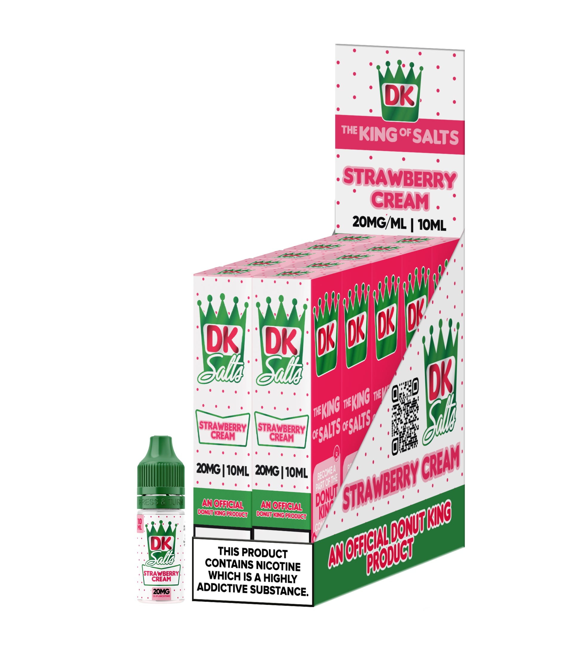 DK Salts Strawberry Cream vape juice packaging on a white background