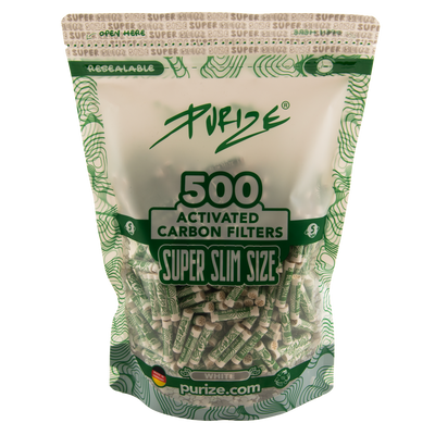 Purize White Super Slim Size 5mm Activated Carbon Filter Tips 500 Pack