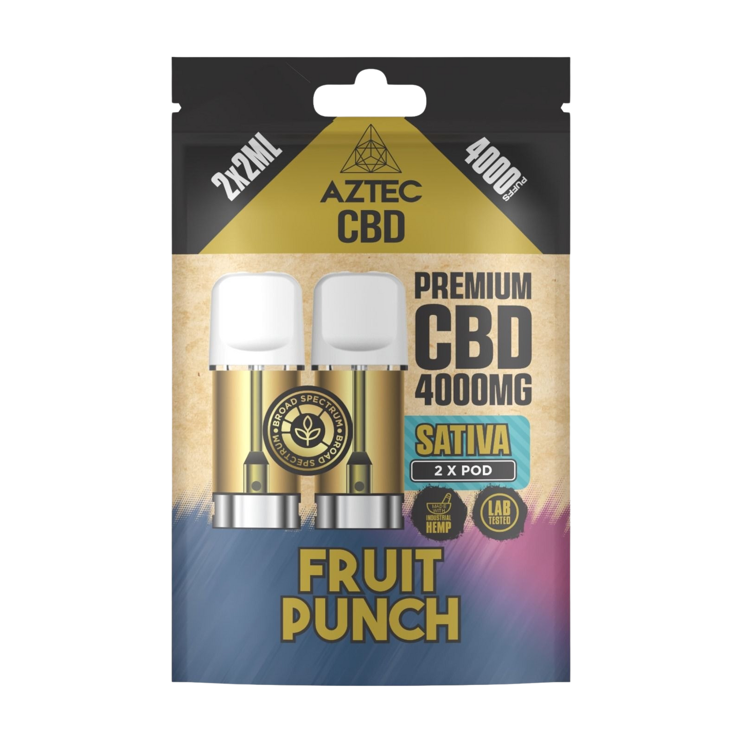 Aztec CBD Premium CBD Pods 4000mg 2x2ml - Fruit Punch