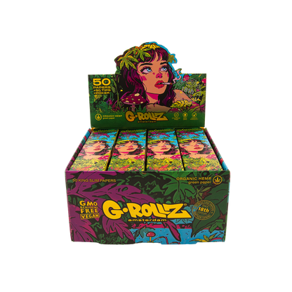 G-Rollz Jungle Organic Hemp King Size Papers + Tips + Poker - (20 Pack)