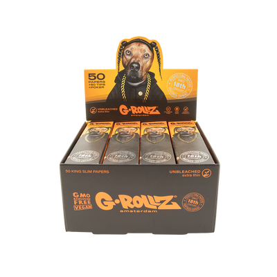 G-Rollz Rap Dog Unbleached King Size Papers + Tips + Poker - (20 Pack)