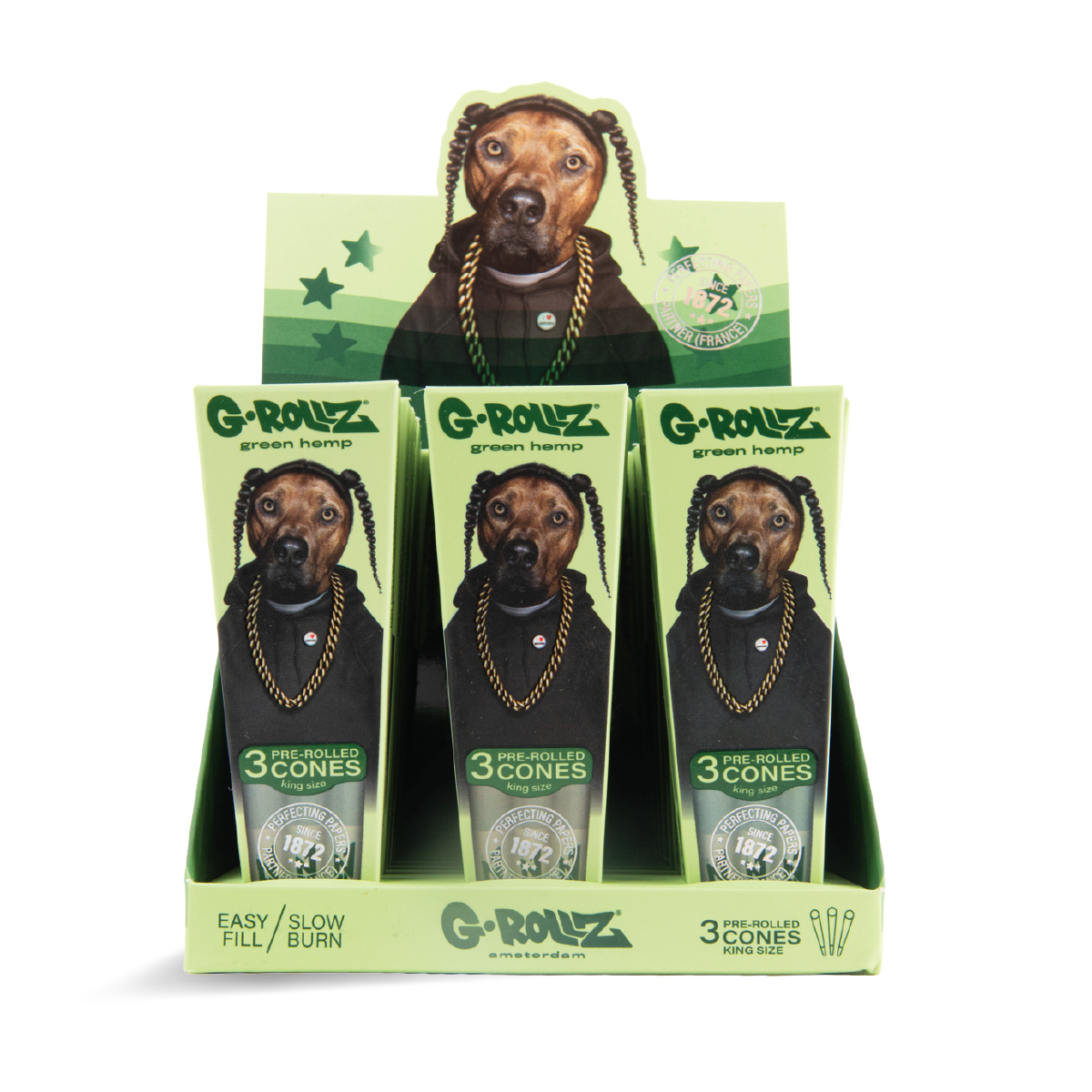 G-Rollz Ape King Size Pre-Rolled Cones: Pets Rock Organic Hemp - 3 Cones (24 Pack)