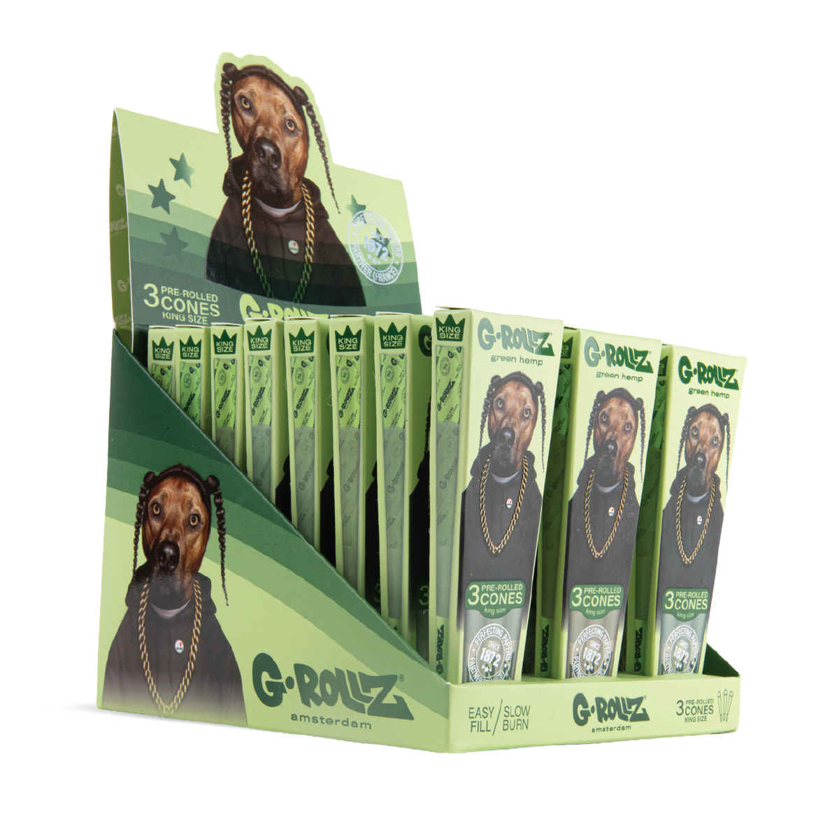G-Rollz Ape King Size Pre-Rolled Cones: Pets Rock Organic Hemp - 3 Cones (24 Pack)