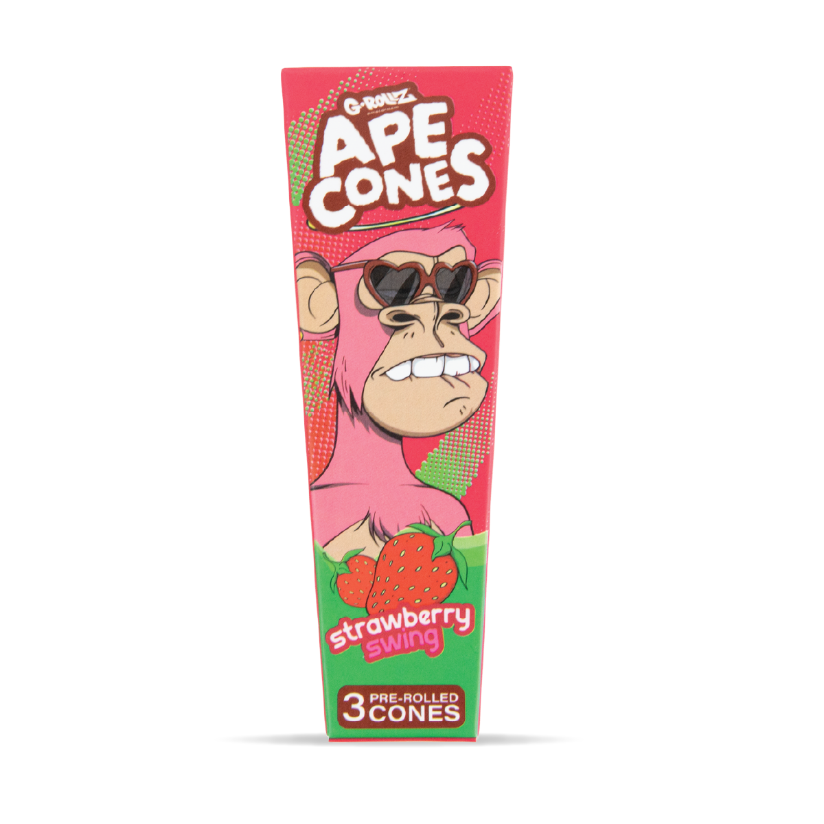 G-Rollz Ape King Size Pre-Rolled Cones: Strawberry Swing - 3 Cones (24 Pack)