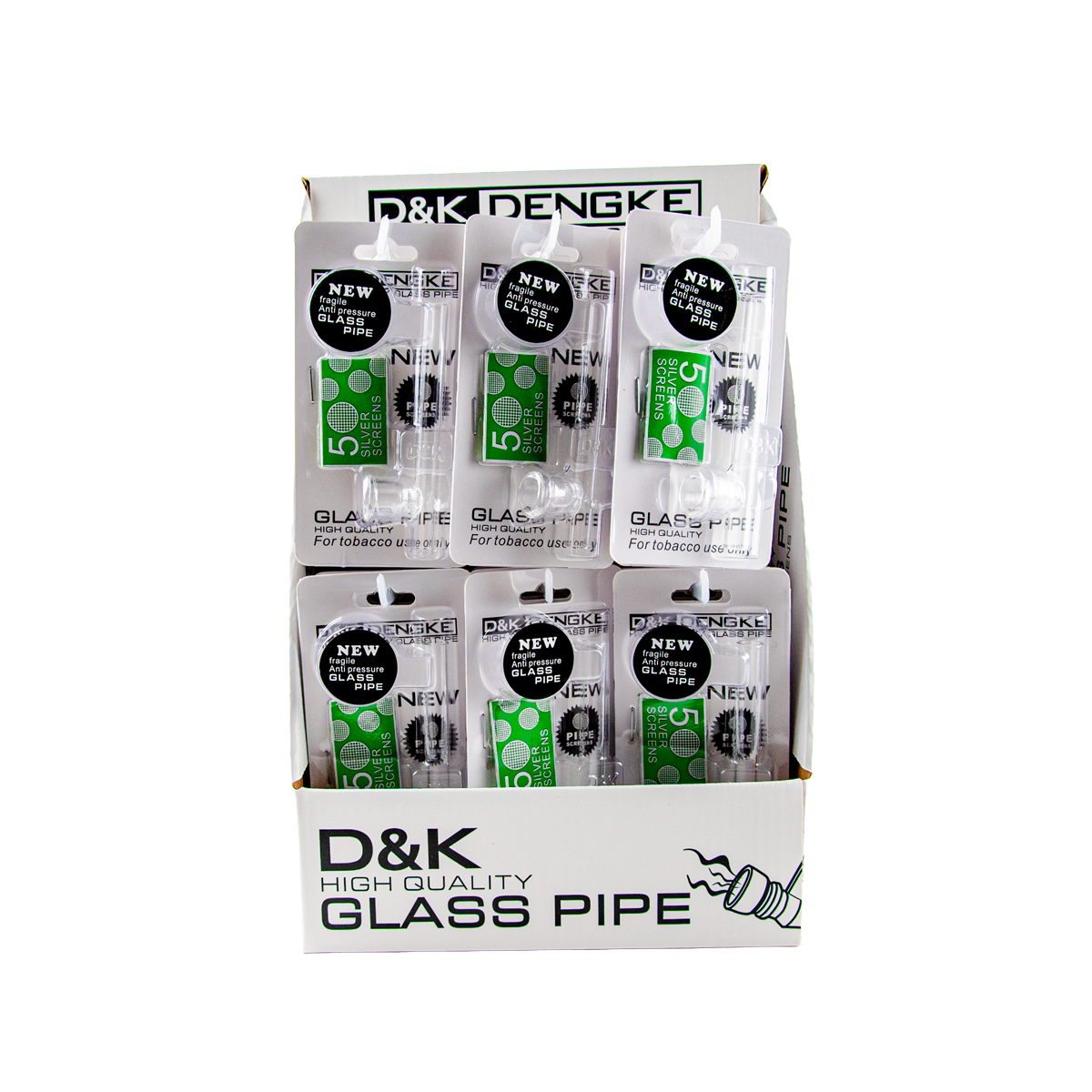 D&K Smokers Pipes Clear Glass (24 Pack)
