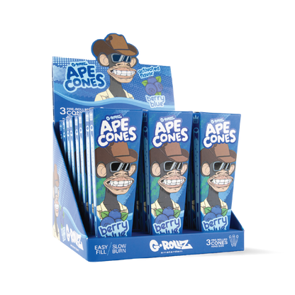 G-Rollz 'Ape Cones' King Size Pre-Rolled 3pcs Pack - Berry Blue (24 Pack)