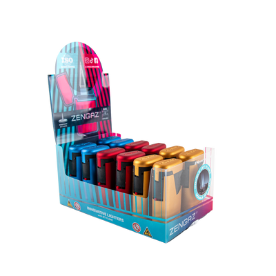 Zengaz Zl-9 Metallic Icy Twin Jet Lighters (12 Pack)