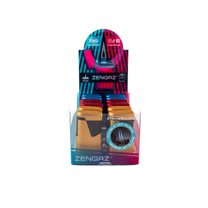 Zengaz Zl-9 Metallic Icy Twin Jet Lighters (12 Pack)