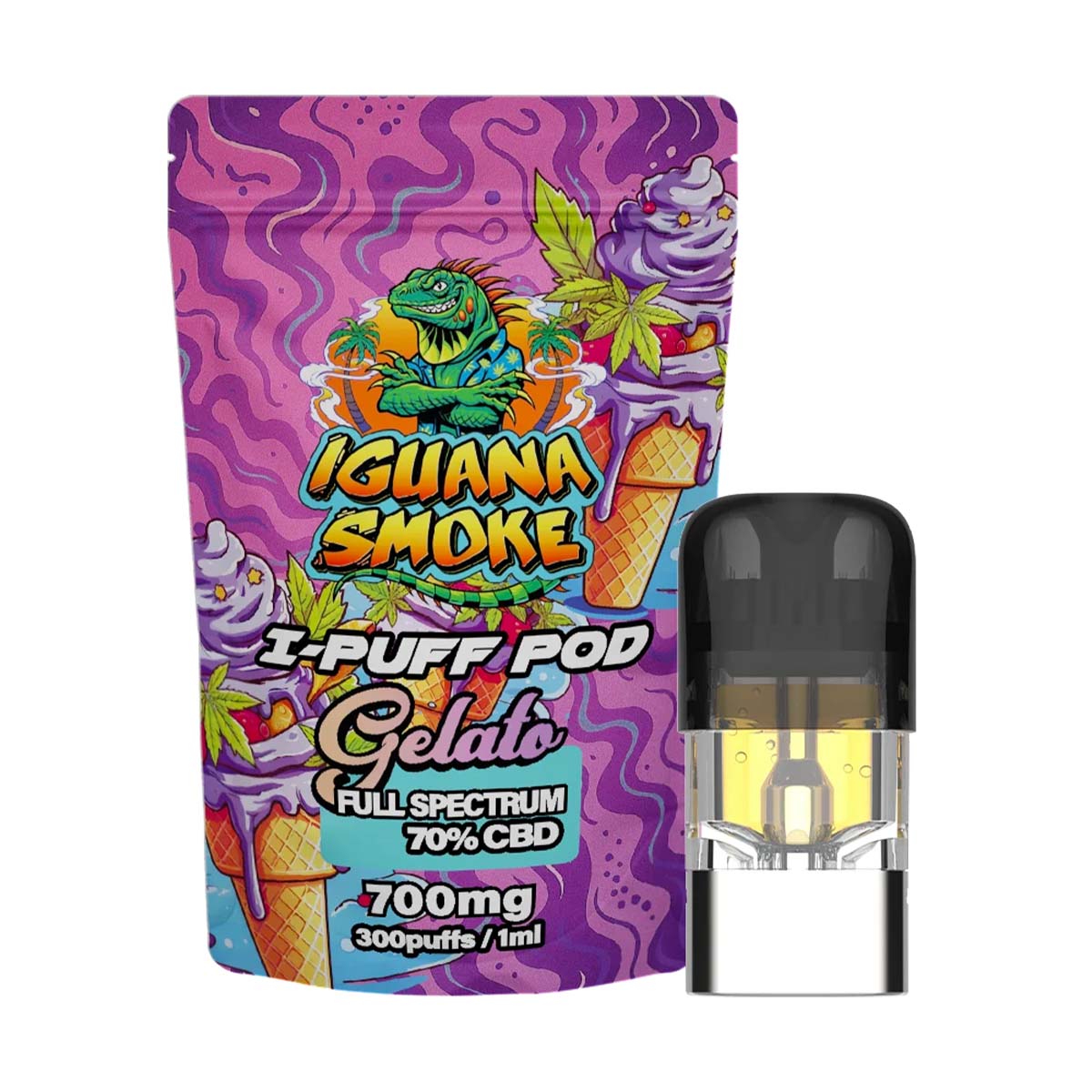 Iguana Smoke I-Puff Replacement Pod: Gelato - 700mg (Single Piece)