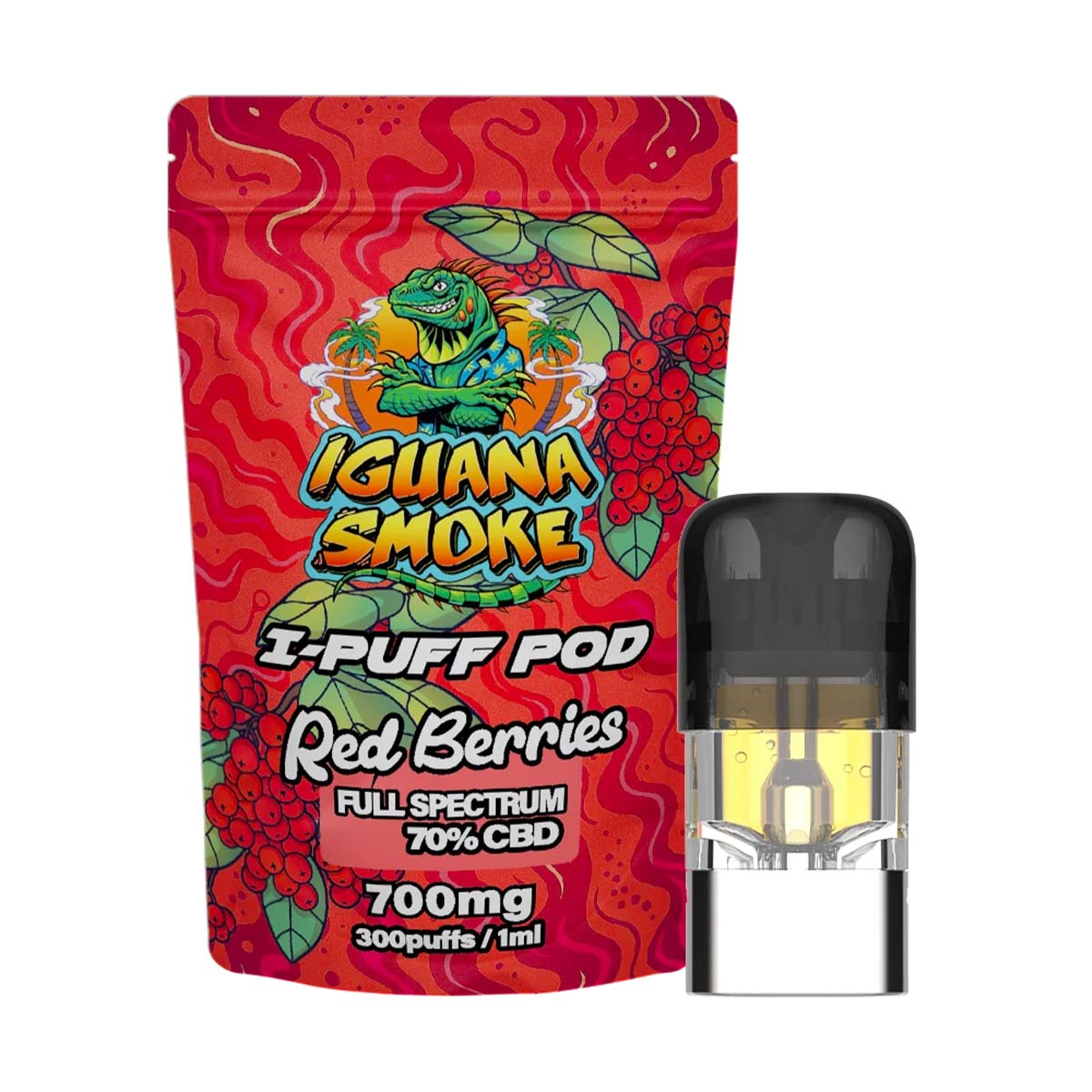Iguana Smoke I-Puff Replacement Pod: Red Berries - 700mg (Single Piece)