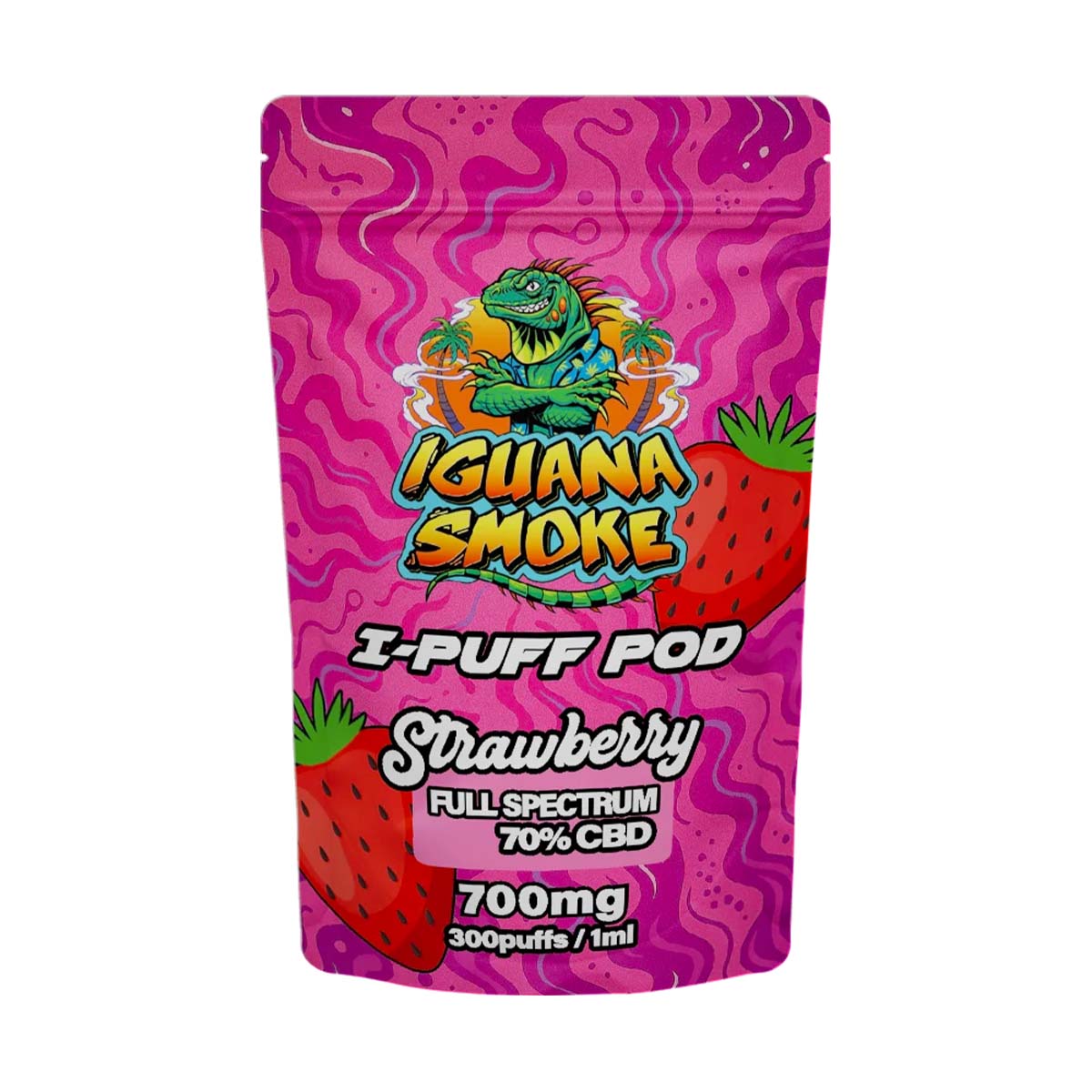 Iguana Smoke I-Puff Replacement Pod: Strawberry - 700mg (Single Piece)