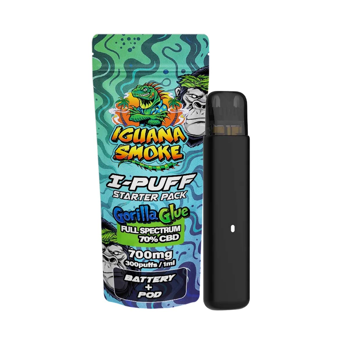 Iguana Smoke I-Puff Starter Pack CBD Vape Kit: Gorilla Glue - 700mg (Single Piece)