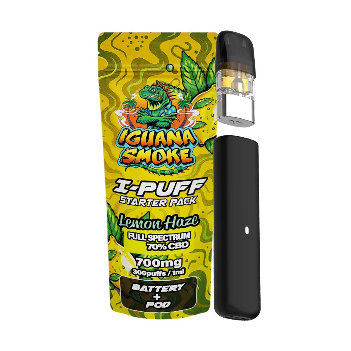 Iguana Smoke I-Puff Starter Pack CBD Vape Kit: Lemon Haze - 700mg (Single Piece)