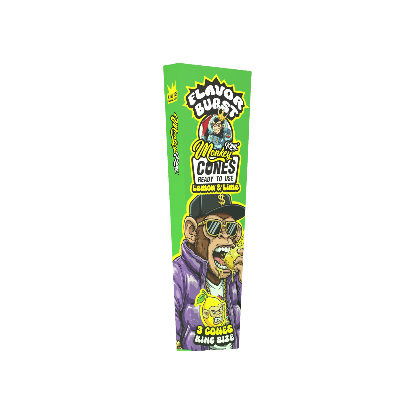 Monkey King: King Size Flavor Burst Cones (24 Pack) - Lemon Lime